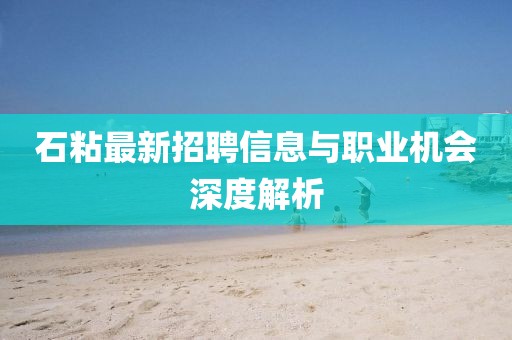 石粘最新招聘信息與職業(yè)機會深度解析