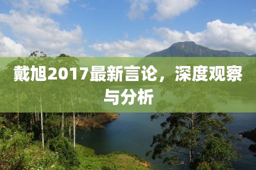 戴旭2017最新言論，深度觀察與分析