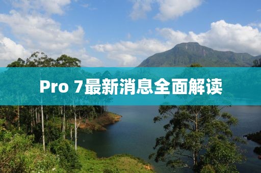 Pro 7最新消息全面解讀