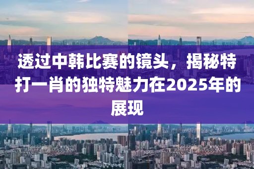 透過中韓比賽的鏡頭，揭秘特打一肖的獨特魅力在2025年的展現(xiàn)