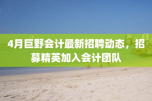 4月巨野會計(jì)最新招聘動態(tài)，招募精英加入會計(jì)團(tuán)隊(duì)