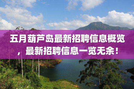 五月葫蘆島最新招聘信息概覽，最新招聘信息一覽無余！