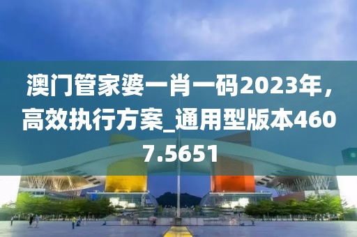 澳門管家婆一肖一碼2023年，高效執(zhí)行方案_通用型版本4607.5651