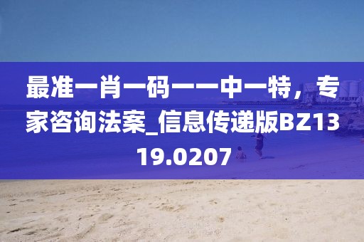 最準(zhǔn)一肖一碼一一中一特，專家咨詢法案_信息傳遞版BZ1319.0207
