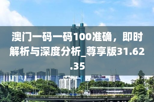 澳門一碼一碼100準確，即時解析與深度分析_尊享版31.62.35
